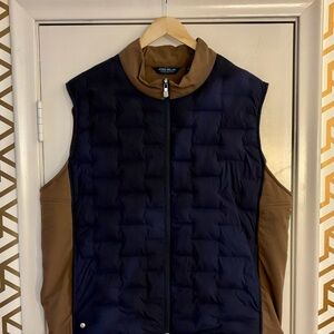 Peter Millar Quilted Navy and Tan Vest